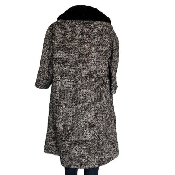 Vintage Livingston Bros Berriege Wool Fur Coat Black & White Fur CollarJacket Si - Picture 9 of 11